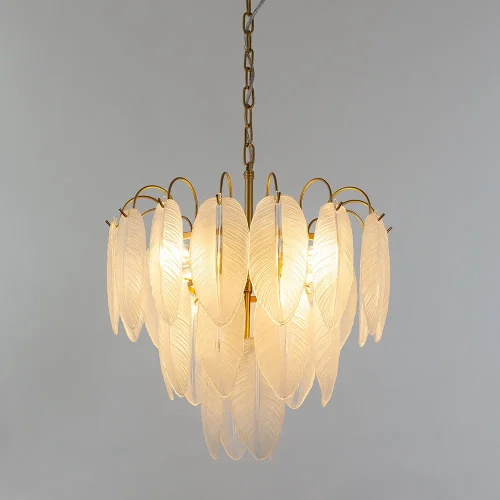 Люстра подвесная Evie A4052LM-6SG Arte Lamp прозрачная белая на 6 ламп, основание матовое золото золотое в стиле арт-деко классический  фото 2